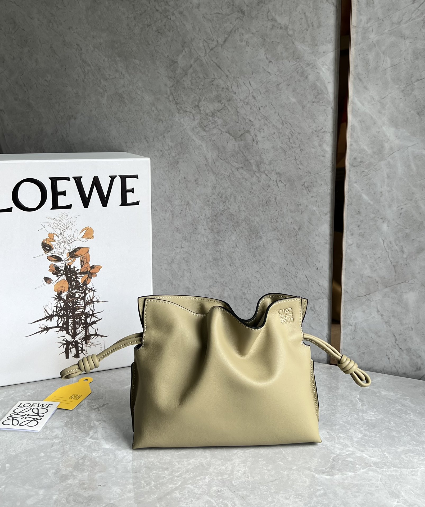 Loewe Mini Flamenco clutch in nappa calfskin Clay Green